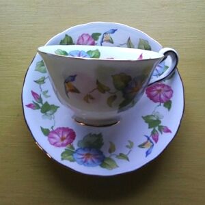 Royal Chelsea Tea Cup and Saucer Set--Morning Glory